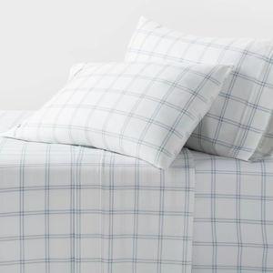 Printed Performance 400 Thread Count Sheet Set Blue Plaid/Queen - Threshold™