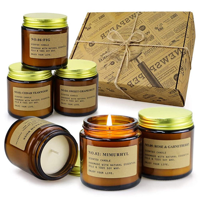 Scented Aromatherapy Candle Set 6 Pack, Soy Jar Candles for Home Scented, Candles Gifts for Women, Valentines Day Gifts, Mother's Day Gift