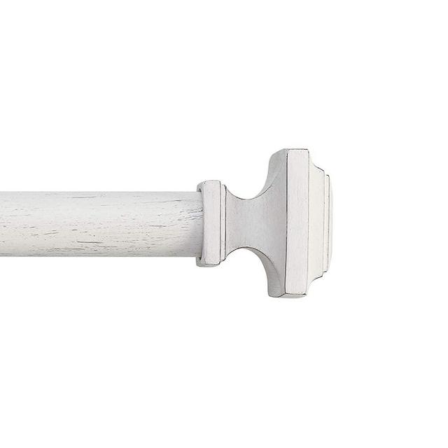 MODE Farmhouse Collection Single Curtain Rod Set with Cottage Square Finials - 72 to 144 in, White