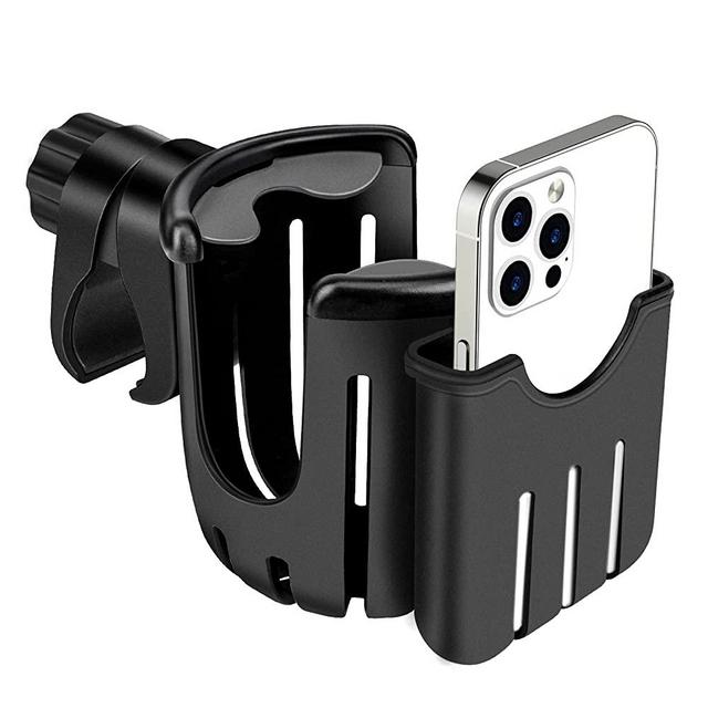 Guiseapue Stroller Cup Holder with Phone Holder, Universal Bottle Holder for Wheelchair, Walker, Bike, Scooter, Stroller Accessories for Uppababy, Nuna, Bugaboo, Doona, Gifts for Women, Mom, Men