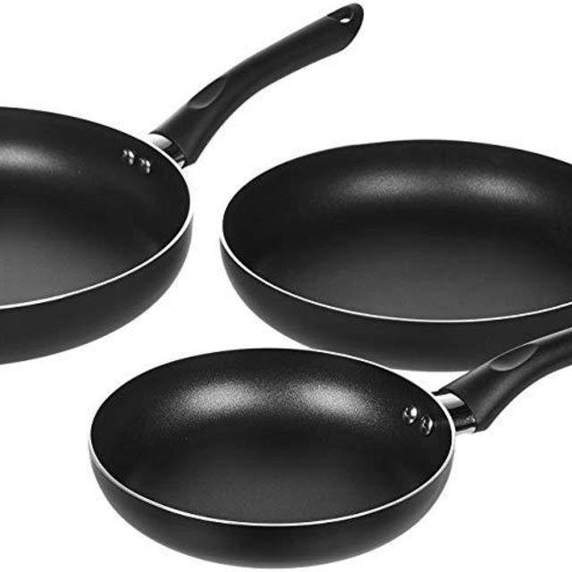AmazonBasics 3-Piece Non-Stick Fry Pan Set, 8 Inch, 10 Inch, and 12 Inch
