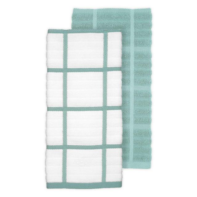 All-Clad 2-Pack Solid/Plaid Kitchen Towels in Rainfall