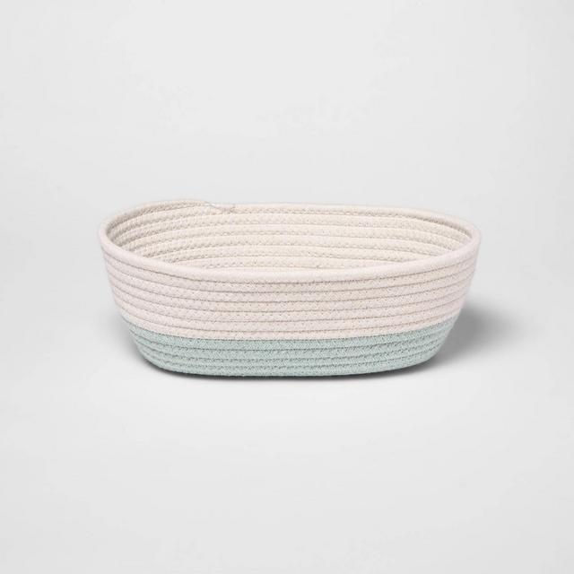 Large Oval Coiled Rope Bin with Color Band - Cloud Island™ Mint