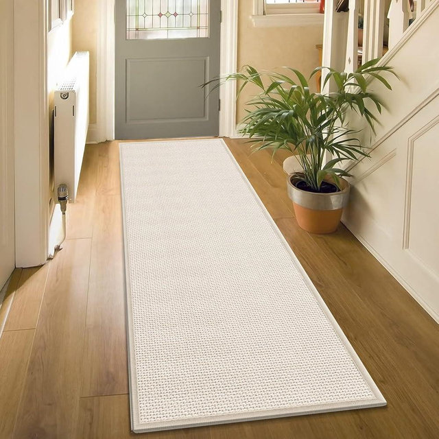 5ft Boho Kitchen Rugs and Mats Non Skid Washable, Braid Jute Kitchen Floor Runner Absorbent Kitchen Carpet Sink Rug, Beige