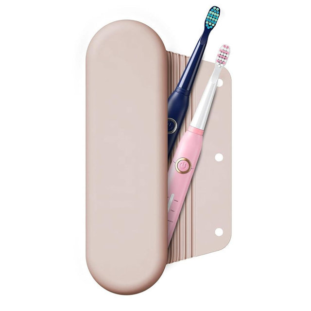 iTokGok Silicone Electric Toothbrush Travel Case, Manual Toothbrush Travel Cover for Men and Women,Toothbrush Holder for Travel,Gym and More, Fits Most Manual and Electric Toothbrushes - Sand Pink