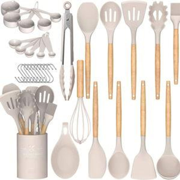 Cooking Utensils Set, 33 pcs (Khaki)