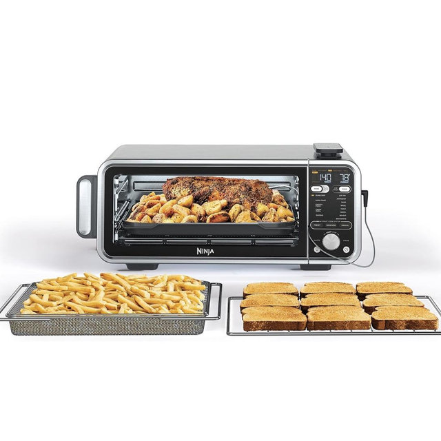 Ninja Digital Air Fryer & Toaster Oven | 8-in-1 Functionality | Flip-Up Design | XL Capacity | Air Fry Basket, Sheet Pan, Wire Rack & Crumb Tray | 1800 Watt | Silver | SP101