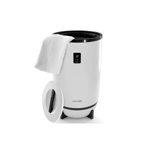 SereneLife Large Bucket Towel Warmer, White & Black