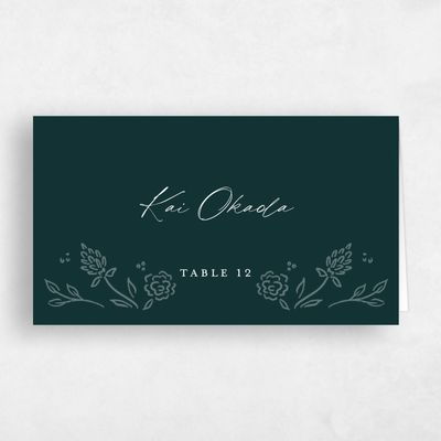 Green Whimsical Wedding Place Card - Clarian