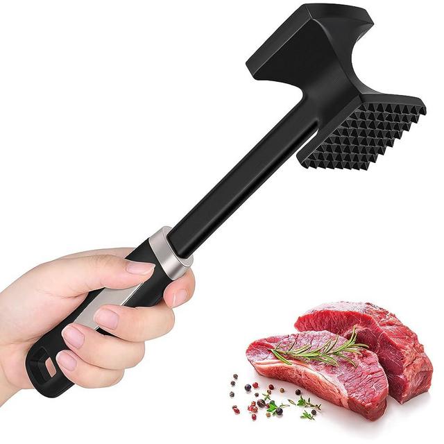 HOOMIL Meat Tenderizer, Dual-Side Meat Mallet, Heavy Duty Solid Meat Hammer Pounder Tool for Tenderizing Steak, Beef and Pork (Black)