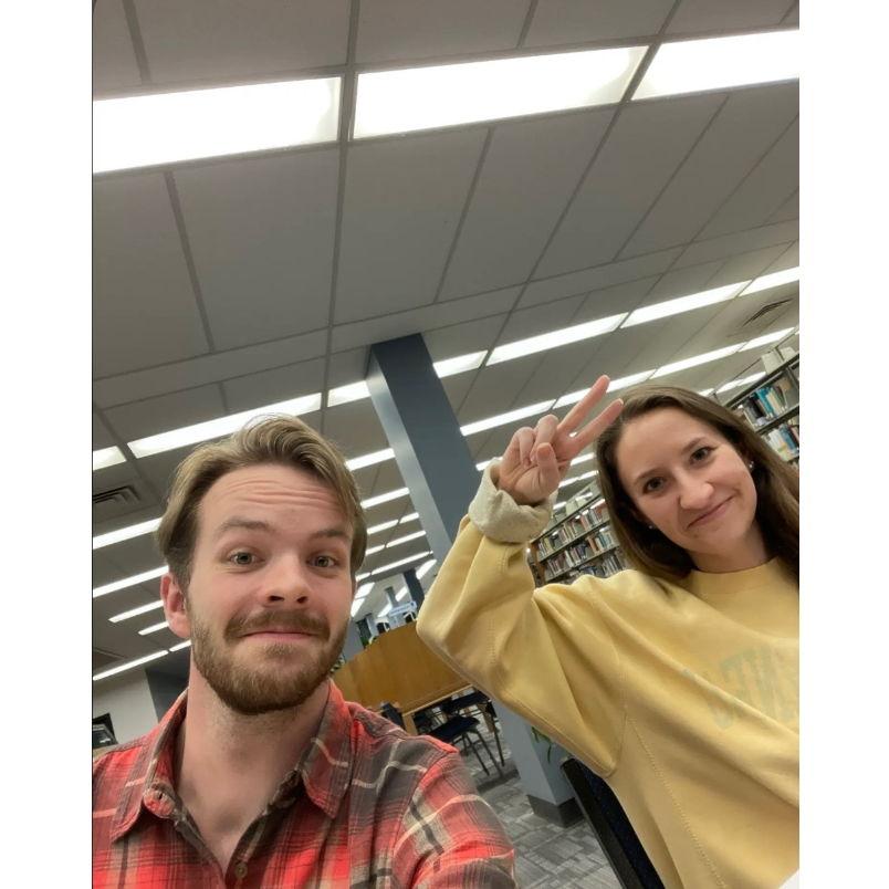 This is our first picture together! Bailey was SHOCKED that Steven took a BeReal with her while they were just "talking." It felt pretty committal in her mind-explains her face.