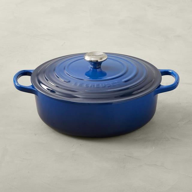 Le Creuset Signature Enameled Cast Iron Round Wide Dutch Oven, 6 3/4-Qt., Lapis