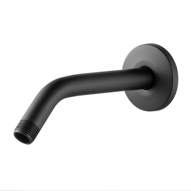 OFFO Shower Arm with Flange, 6 Inches Wall Mount Replacement Angle Shower Head Arm Wall-Mounted For Fixed Shower Head & Handheld Showerhead, Matte Black