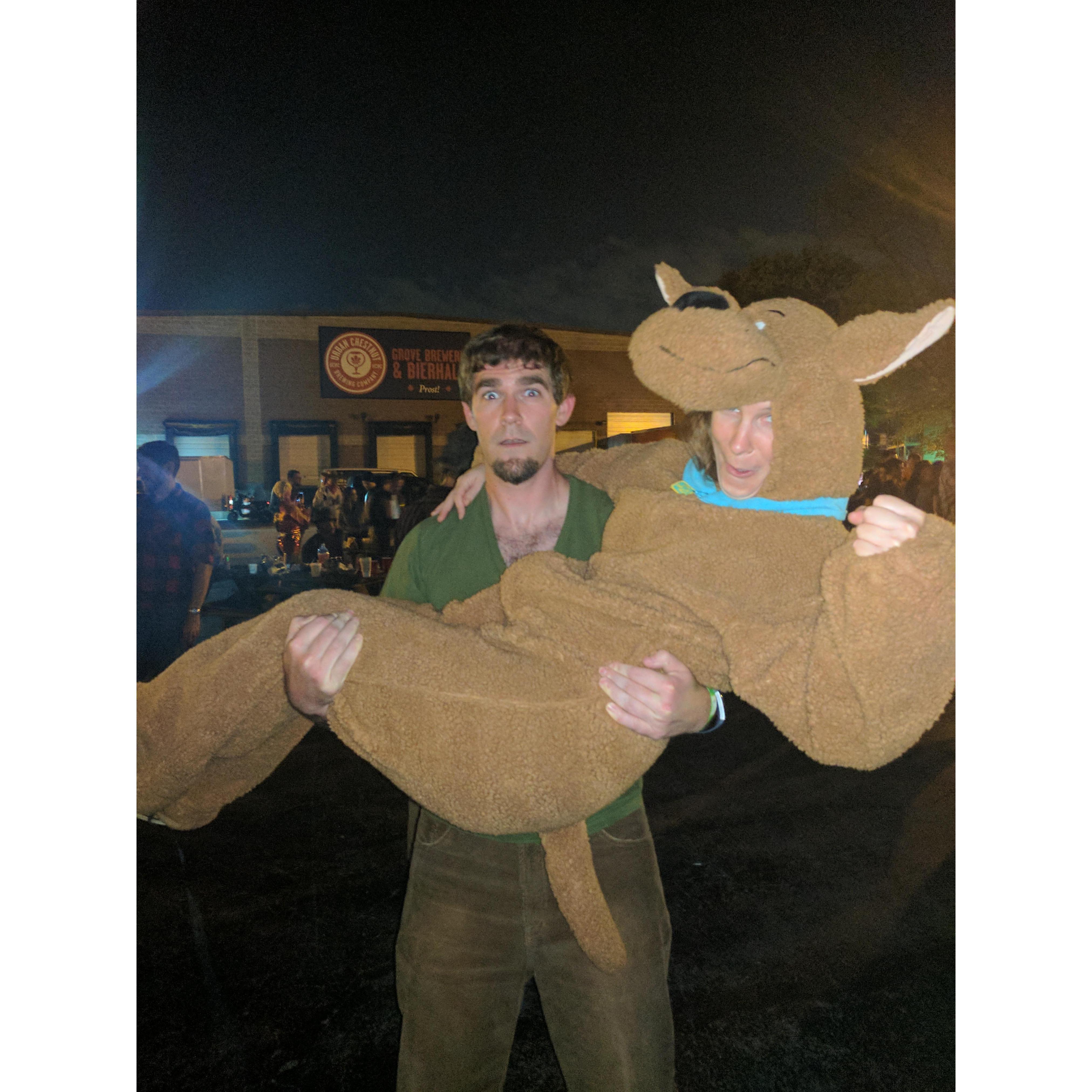 A Scoody-Doo costume purchased when Jackie was in 8th grade came in handy when she found her Shaggy