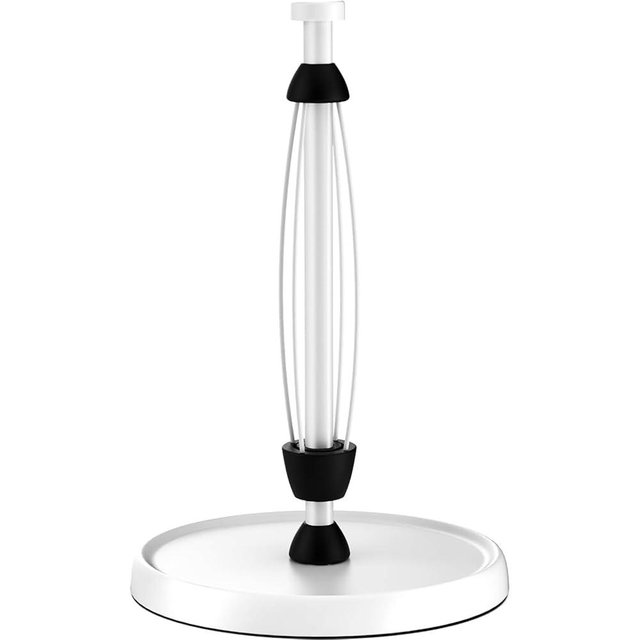 White Paper Towel Holder Countertop, White Kitchen Accessories Decor, Stainless Steel, Weighted Base, Paper Towel Roll Holder Stand with Ratchet Mechanism for Kitchen Bathroom Farmhouse Essentials