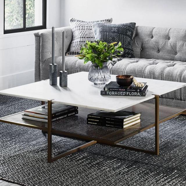Hyla Marble Coffee Table, Brass
