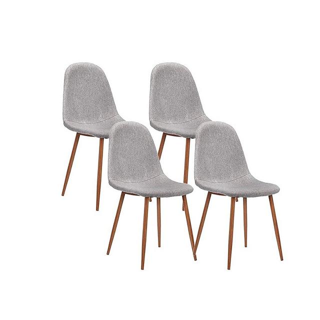 CangLong Set of 4,Metal Legs Fabric Cushion Seat Back Modern Dining Side Chairs, Gray
