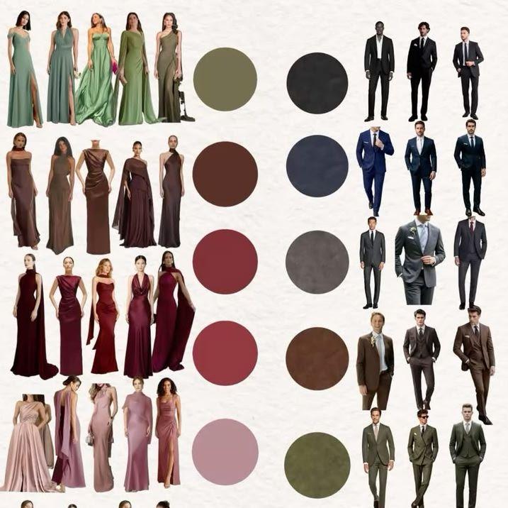 Example on what to wear. 
Attire not allowed are 
* the color white or any off white attire 
*no nude color 
* short dresses 
* super bright colors 
* jeans / shorts
* t shirts