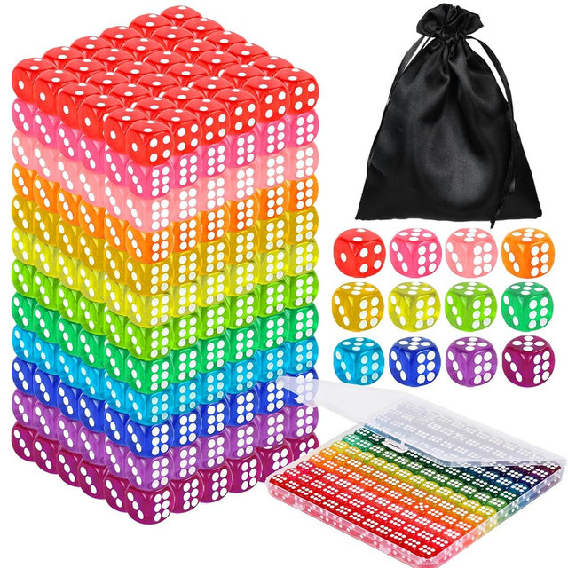 120 Pcs Colored Dice Bulk Set 14 MM Polyhedral Dice 6 Sided Standard Dices with Storage Bag for Table Board Games Classroom Math Teaching