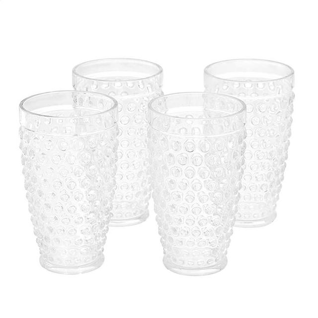 Amazon Basics Tritan Hobnail Texture Highball Glasses - 18-Ounce, Set of 4