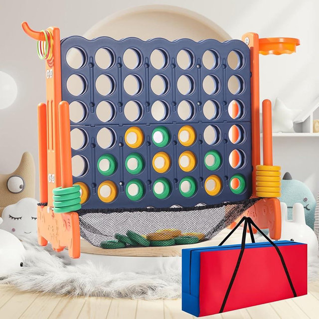 Tigasy Giant 4 Row Game with Carrying Bag and Mesh Fabric .Giant 4-to-Score Game Set Suitable for Indoor and Outdoor Holiday Parties and Family Gatherings.（Dark Orange）