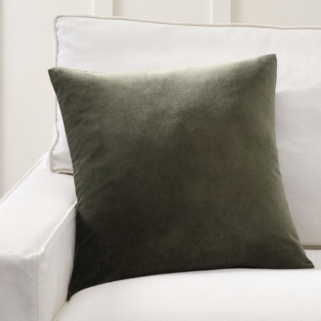 Everywhere Velvet Pillow Cover, 20 x 20", Moss