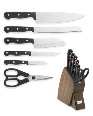 Wüsthof Gourmet Large Studio 7-Piece Knife Block Set, Walnut