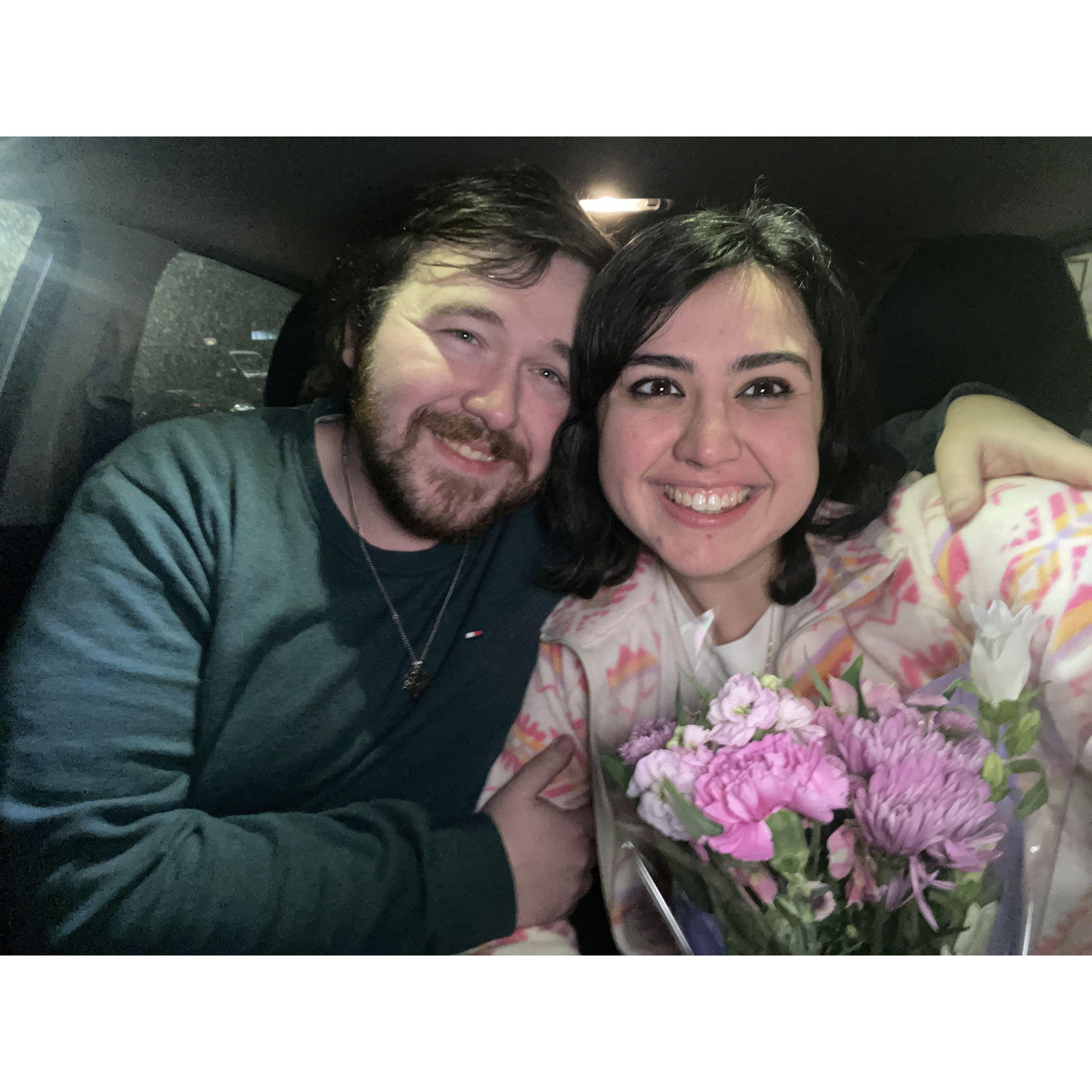 The first time he surprised me with flowers!