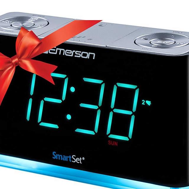 Emerson SmartSet Alarm Clock Radio with Bluetooth Speaker, Charging Station/Phone Chargers with USB port for iPhone/iPad/iPod/Android and Tablets, ER100301
