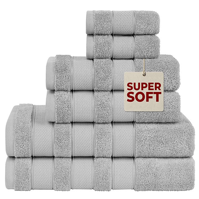 American Soft Linen, Salem Bath Towel Set, 6 Piece Towels for Bathroom, 100% Turkish Combed Cotton 2 Bath Towels 2 Hand Towels 2 Washcloths, Rockridge
