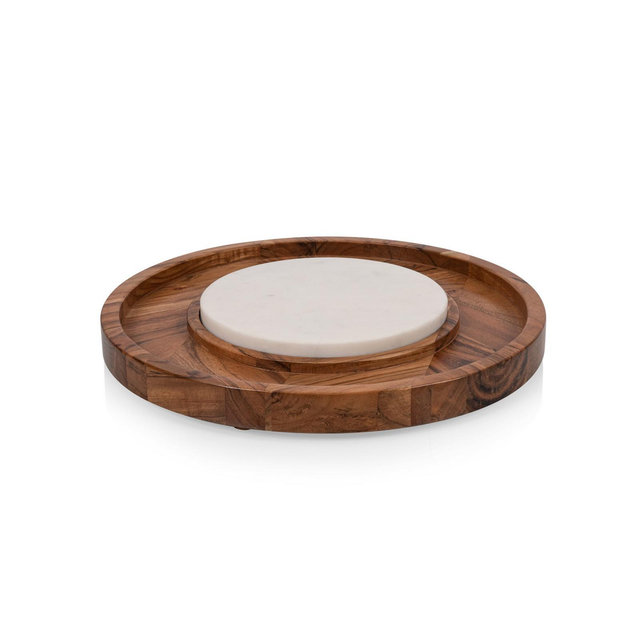 Toscana Isla Appetizer Serving Tray with Marble Cheeseboard Insert