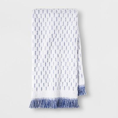 Small Stripes with Fringe Towel Blue/White - Opalhouse™