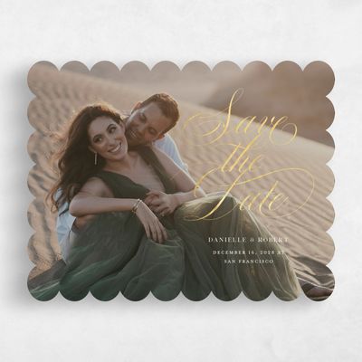 Beige Scalloped Wedding Save the Date - Clifton Photo Foil