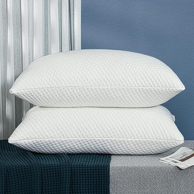 Queen Pillow Molblly Shredded Memory Foam Bed Queen Pillows for Sleeping 20x30 in, Adjustable Loft Bed Pillows with Washable Hypoallergenic Cover for Back and Side Sleeper Queen Size Pillows Set of 2