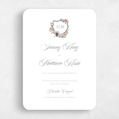 Green Rounded Wedding Invitation - Windansea Portrait