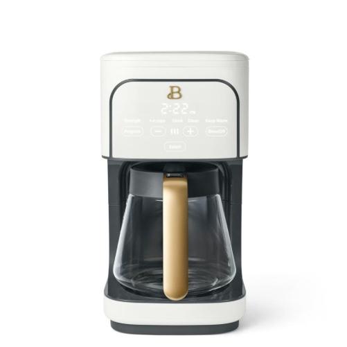 Beautiful 12-Cup Programmable Coffee Maker with Touch-Activated Display, Auto Brew Timer, Reusable Filter & Large Glass Carafe (White Icing)