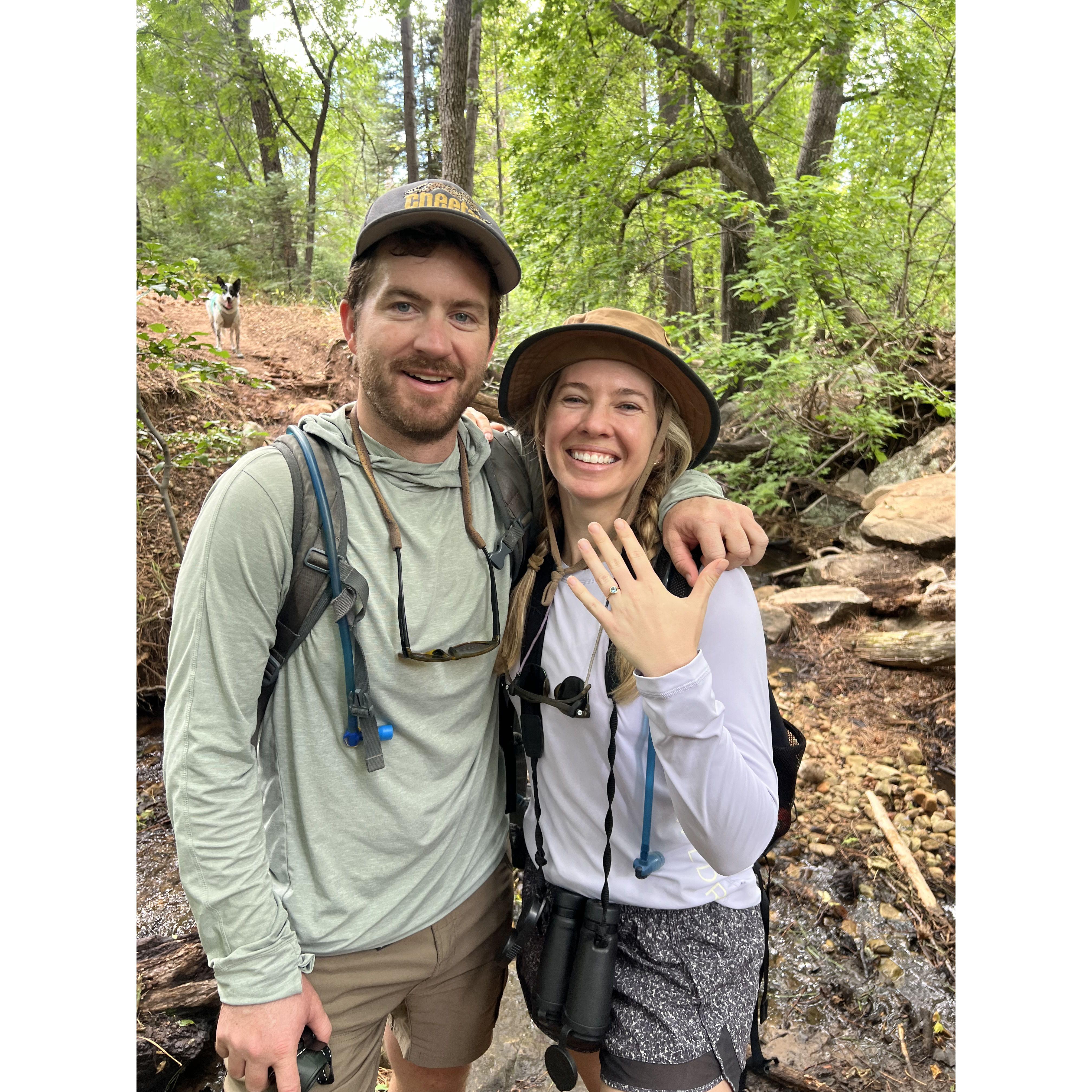 Post engagement on the Highline Trail, special thanks to Bryce and Hayden for capturing the moment! (And Shockley in the background)