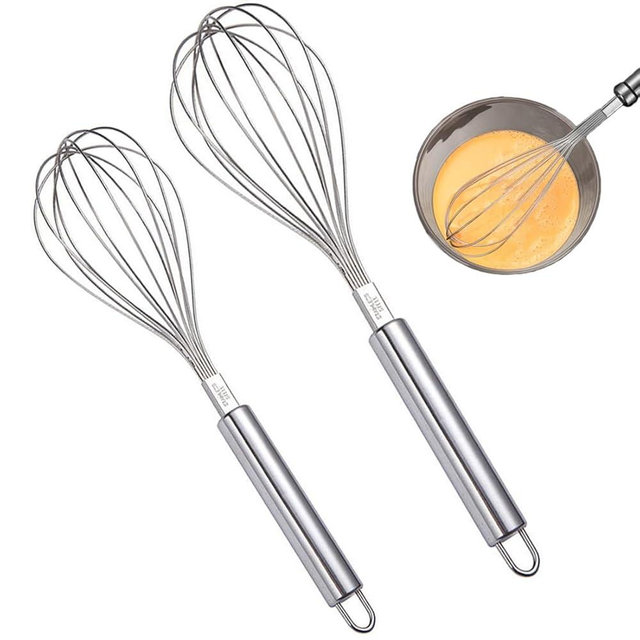 Whisks for Cooking, Wisking Tool 2 PCS, Metal Whisk Set for Non-Stick Cookware, Balloon Egg Beater Perfect for Blending, Whisking, Beating, Frothing & Stirring-Easy to Use and Clean (11.81"&9.84")