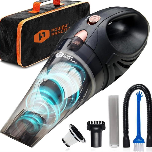 Power Practical Handheld Vacuum Cordless - Rechargeable Portable Car Vacuum W/Strong Suction- Small, Mini Vacuum Cleaner for Car, Couch, & Home - Aspiradora para Carro