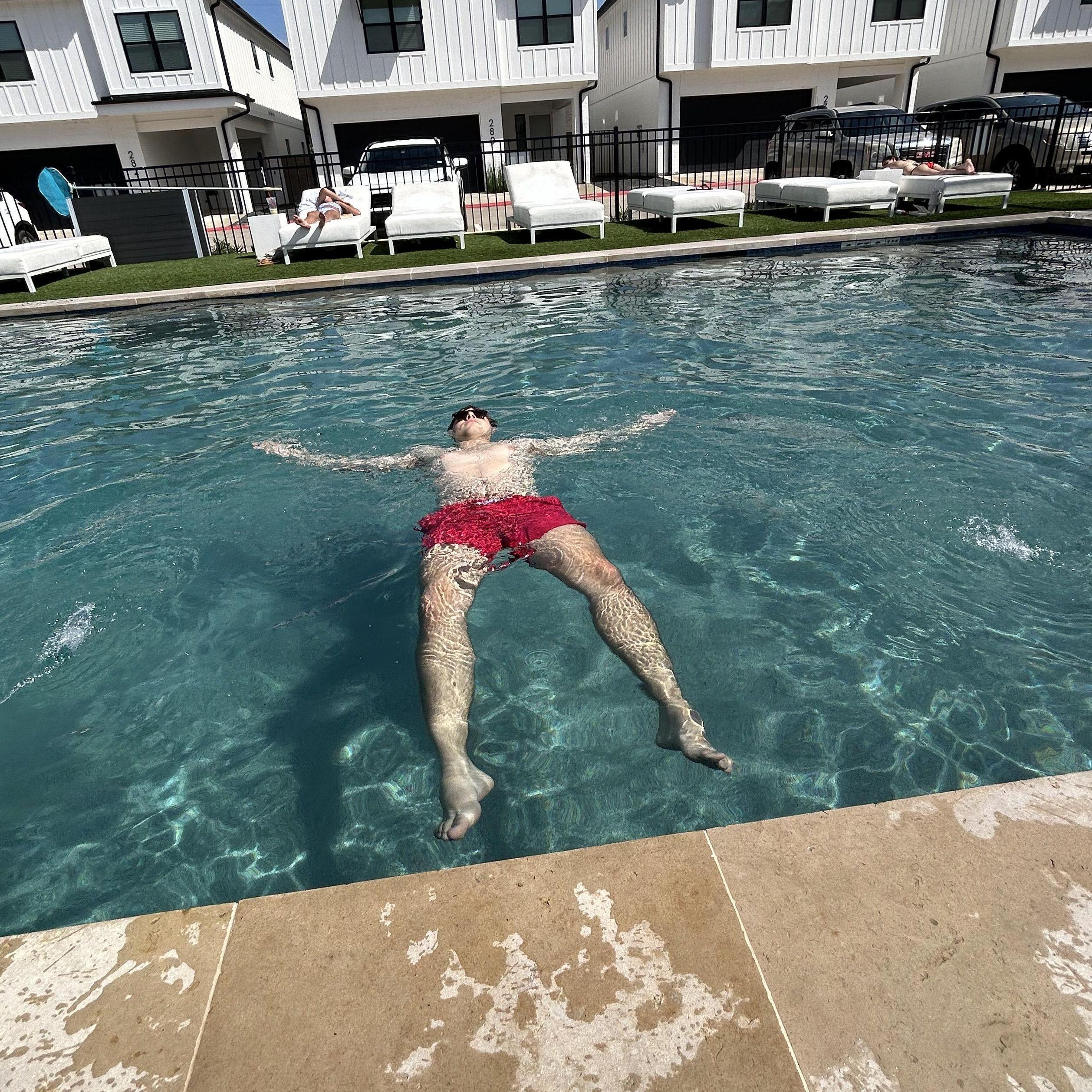Kylee and Ben like to sneak in to the apartment complex across the street to use their pool. They share their love for water!!