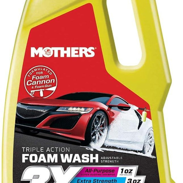 Mothers Triple Action Foam Wash, 100 oz. — pH Balanced, Eco-Friendly, Super-Sudsy, Foam Cannon, Safely Clean Without Stripping Wax, Sealant or Coating, Remove Dirt & Grime, Super Concentrated (05610)