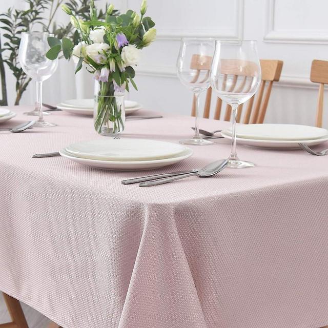 maxmill Square Jacquard Tablecloth Water Resistance Antiwrinkle Spill Proof Textured Table Cloth, Fabric Table Cover for Buffet Banquet Parties Event Holiday Dinner, 70 x 70 Inch, Dusty Pink