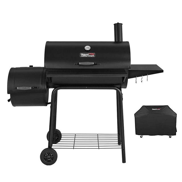 Royal Gourmet CC1830SC Charcoal Grill Offset Smoker with Cover, 810 Square Inches, Black, Outdoor Camping