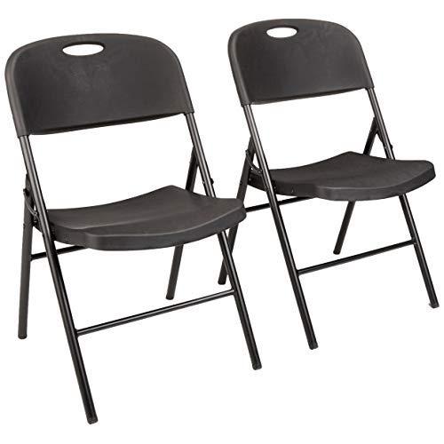 AmazonBasics Folding Plastic Chair, 350-Pound Capacity, Black, Set of 2