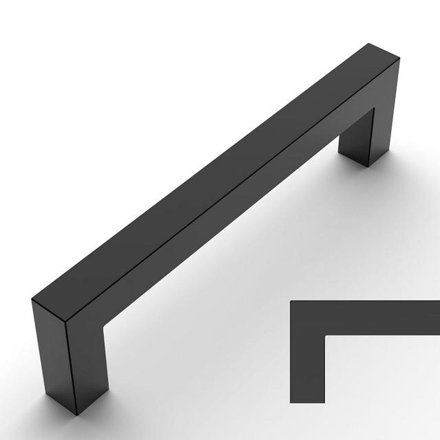 Amerdeco 10 Pack Matte Black Cabinet Pulls 5 Inch(128mm) Hole Centers Kitchen Cabinet Handles Cabinet Hardware Cupboard Handles Square Drawer Pulls SH0004