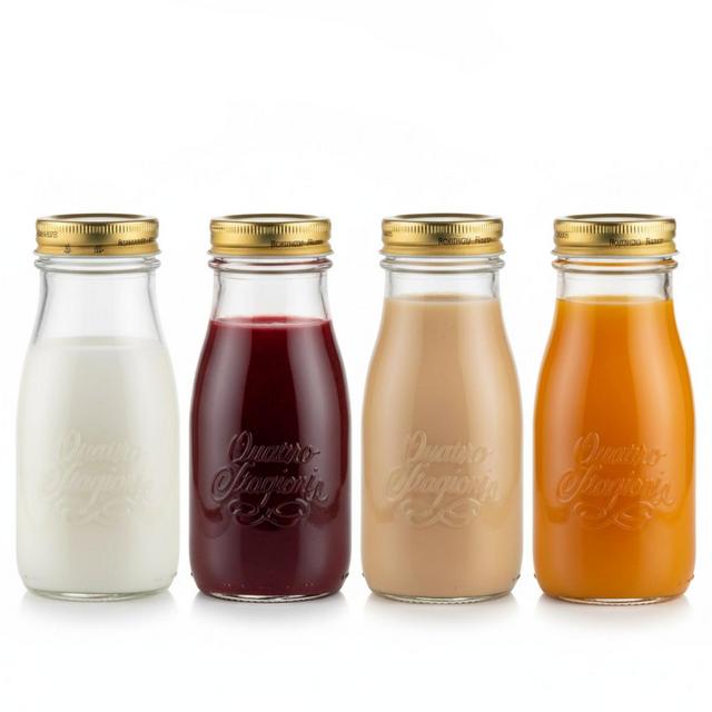 Bormioli Rocco Quattro Stagioni Bottles – 13.5 Oz. Glass Jars with Twist Lids, Microwave & Dishwasher Safe –