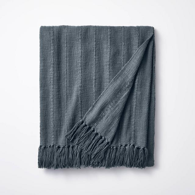 60"x86" Oversized 100% Cotton Bed Throw Slate Blue - Threshold™ designed with Studio McGee