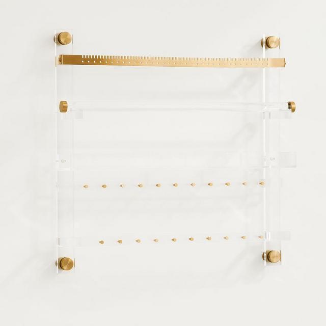 Acrylic Wall Mount Jewelry Organizer Brass