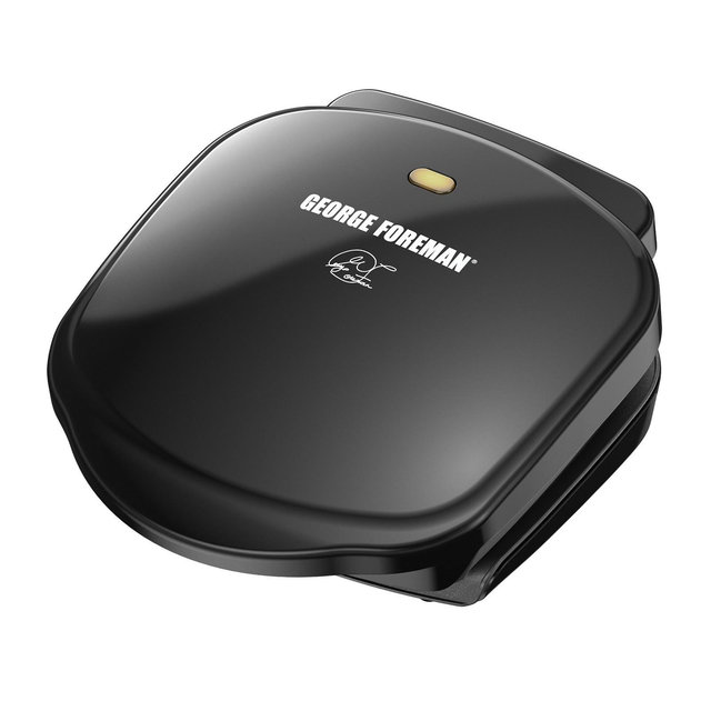 George Foreman GR10B 2-Serving Classic Plate Electric Indoor Grill and Panini Press, Black