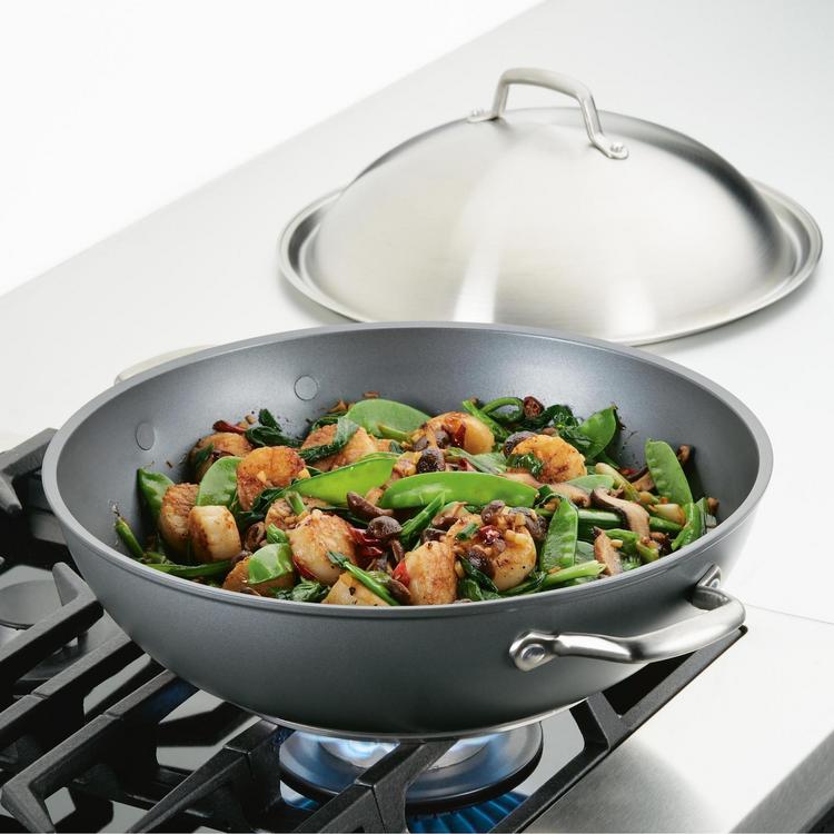  MICHELANGELO Nonstick Wok with Lid, Hard Anodized Wok Pan,  Induction Wok 12 Inch, Large Wok Pan with Flat Bottom, Cooking Wok with  Steamer Rack & Fry Basket, Woks and Stir Fry